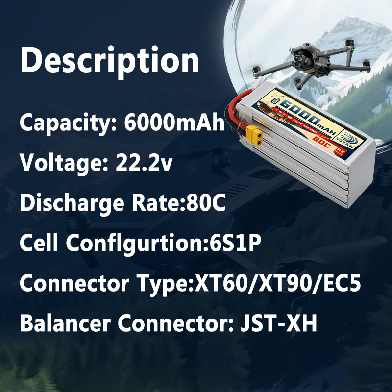 Bateria Lipo VSVAW 6S 6000mAh  - 6S Lipo Battery 22.2V 5000Mah avaliação e preço